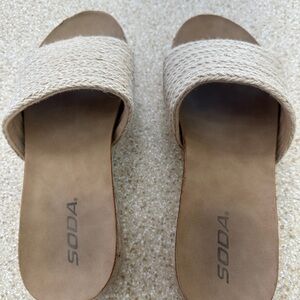 Soda Women's Beige Slide Sandals